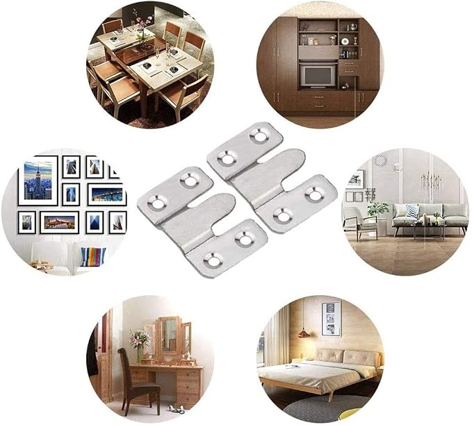 4 Pairs Flush Mount Bracket, Interlocking Furniture Connector, Stainless Steel - Image 5