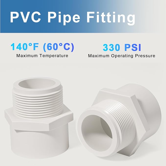 2 Inch Male Thread PVC Fittings White 2-Way PVC Pipe Coupling Adapter - Image 6