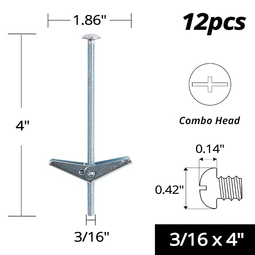 HASWARE Toggle Bolt Zinc Plated Steel and Wing Nut - Image 2