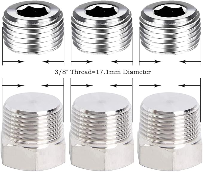Joywayus Stainless Steel Pipe Plug Inter&Outer Hex Thread Pipe Fitting - Image 3