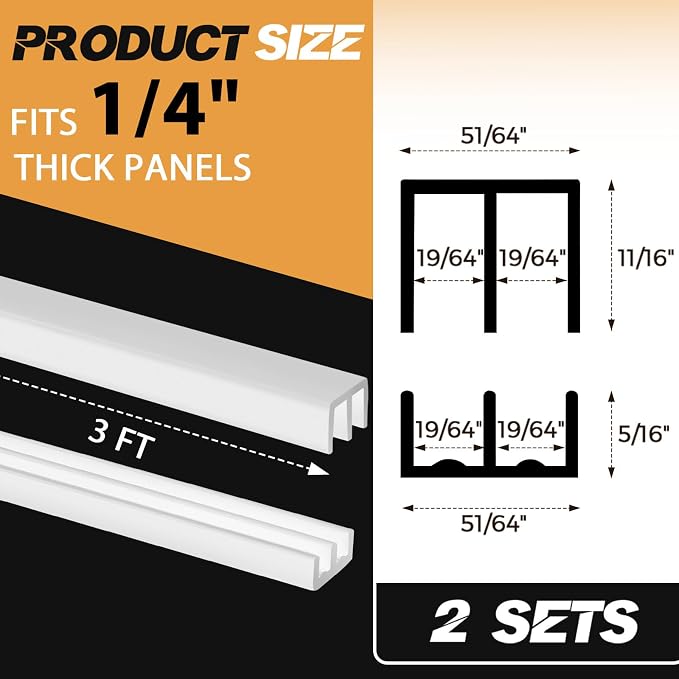 2 Sets Plastic Sliding Door Track Set - Image 2