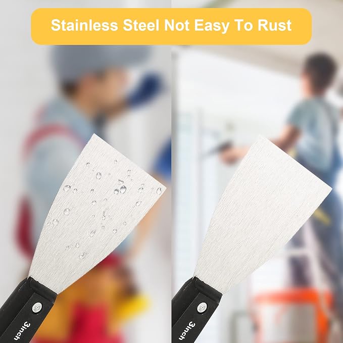 7 PCS Drywall Tools, Putty Knife Scraper Tool, Stainless Steel Paint Scraper - Image 4