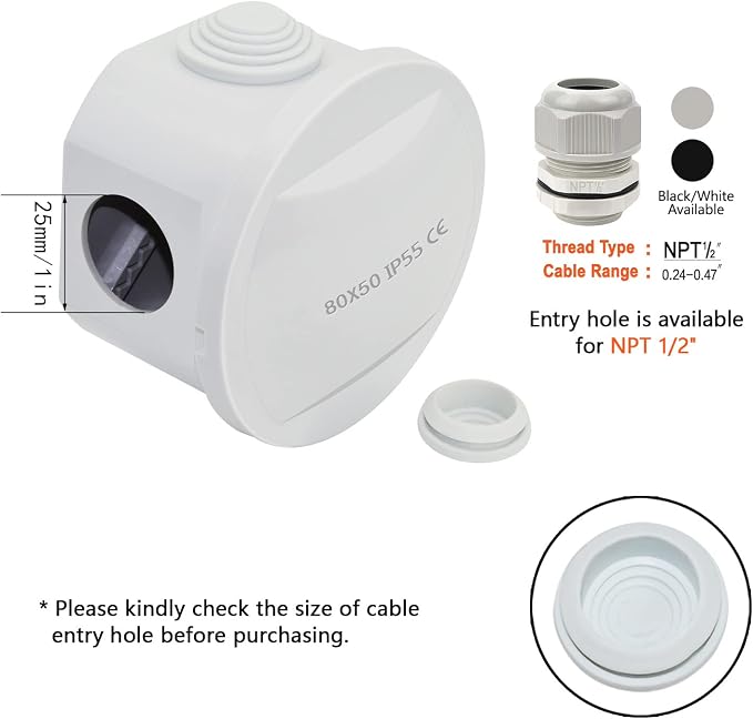 Junction Box, ABS Plastic IP55 Water Resistant and Dustproof, Universal - Image 5