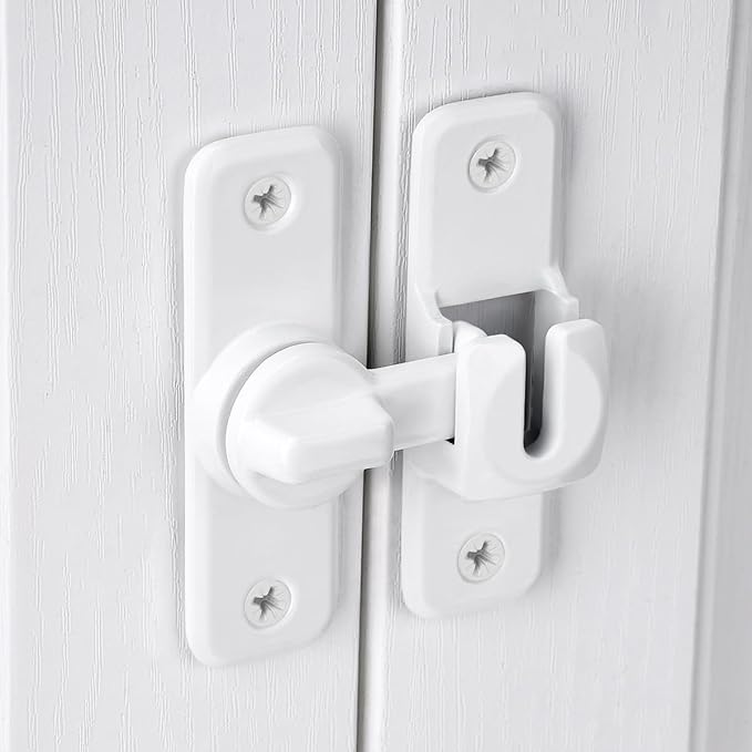 4 Pcs White 90/180 Degree Flip Latch, Zinc Alloy Barn Door Latch | Right Angle - Image 5
