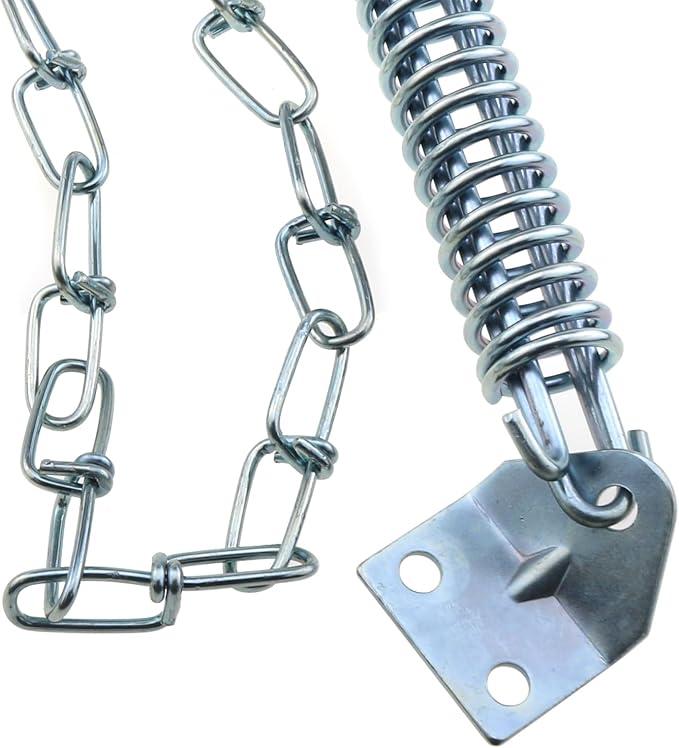 1 Set of Spring Loaded Screen Door Chain Set Silver Windproof Door Chain Heavy - Image 4
