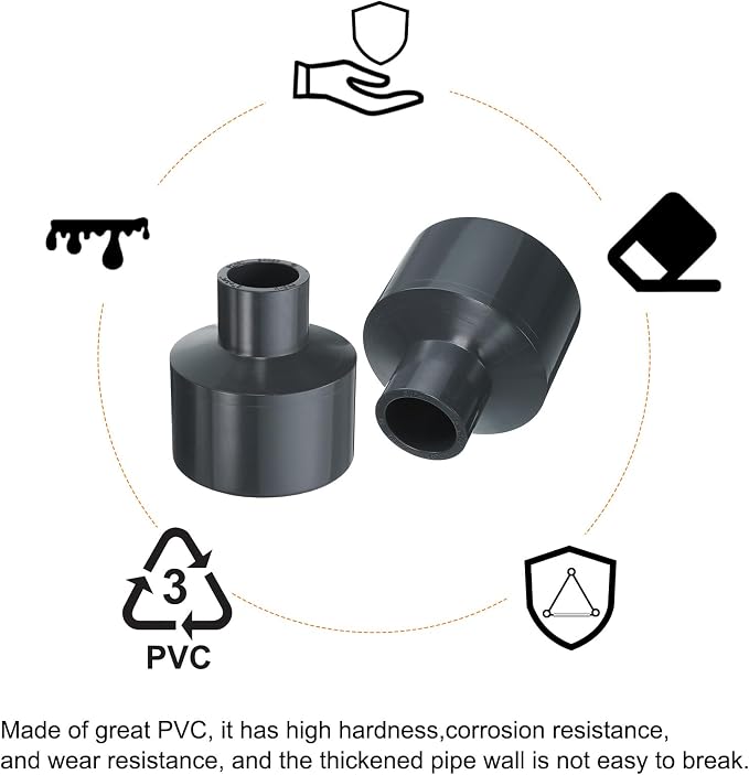 HARFINGTON PVC Reducing Coupling 2 x 3/4" Increaser/Reducer Coupling Pipe - Image 6