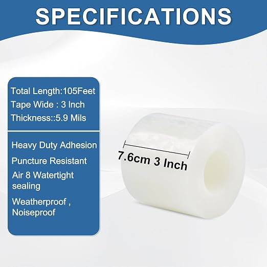 Transparent Window Weather Sealing Tape 3IN x 35 yd Draft Isolation No Residue - Image 3