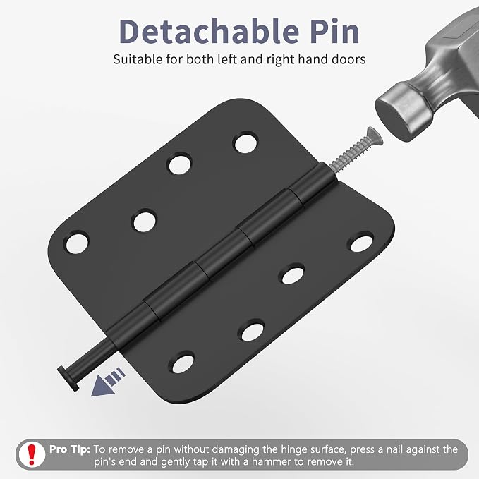 3 Pack Door Hinges 4 Inch, Matte Black Hinges - Image 4