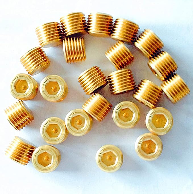1/2" NPT Plug Brass Pipe Fitting, Counter sunk Thread Internal Hex Head Style - Image 5