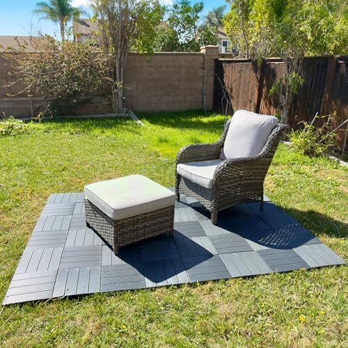 9 Pack Plastic Interlocking Deck Tiles, Patio Deck Tiles Waterproof Outdoor - Image 2
