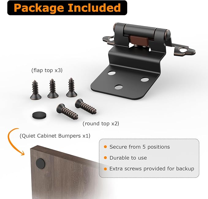 3/8 Inch Inset Cabinet Hinges, 10 Pairs Self Closing Flush Face Mount Hinges - Image 6