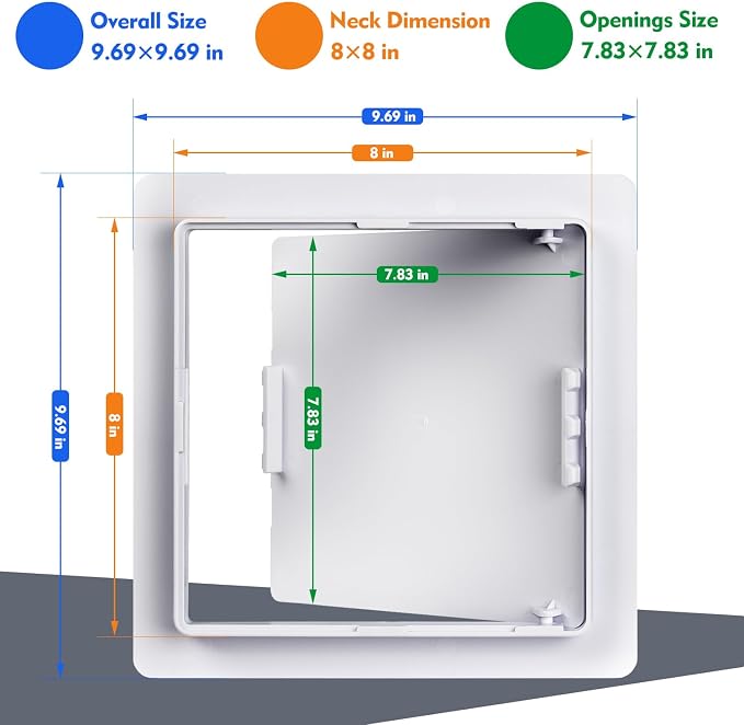 8"x8" Plastic Access Panel, Drywall Ceiling Access Door White - Image 2