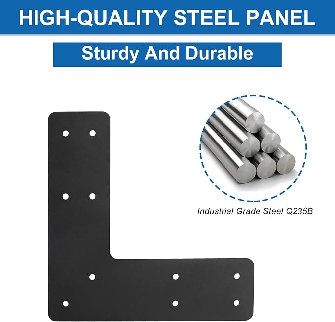 L Right Angle Bracket 2pcs, L Shape Brackes | Black Powder Coated Post to Beam - Image 3