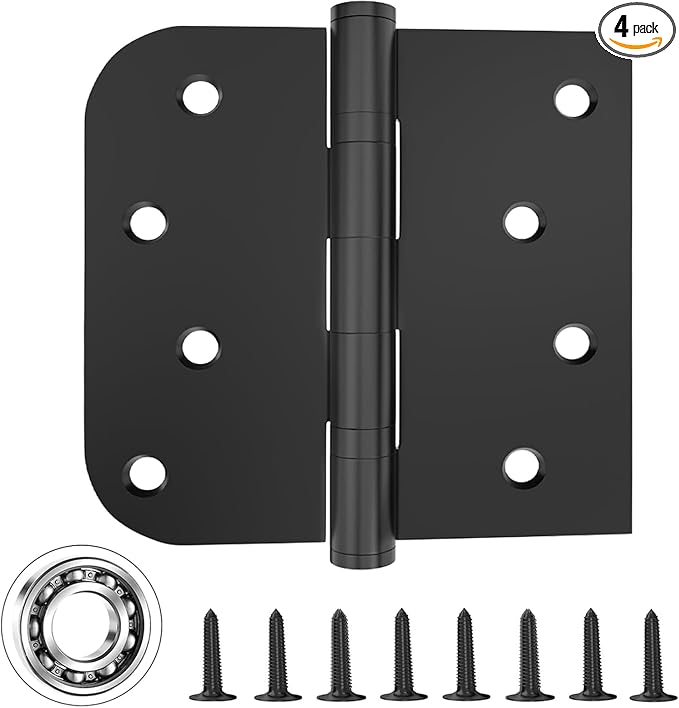 Stainless Steel Door Hinges, 4x4 Inch Matte Black Ball Bearing, Heavy Duty by Bartuda