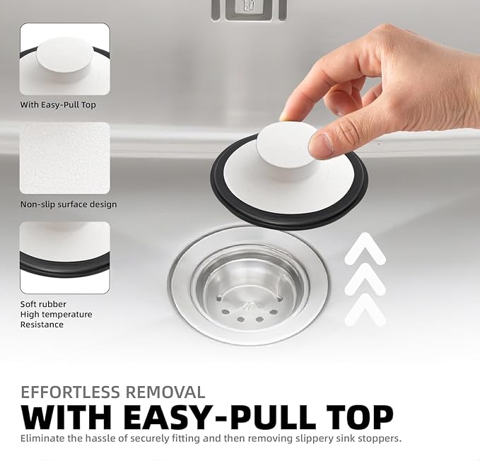 RQYEKDO 3.5" Sink Stopper White Fits InSinkErator Moen Waste Maid - Image 3