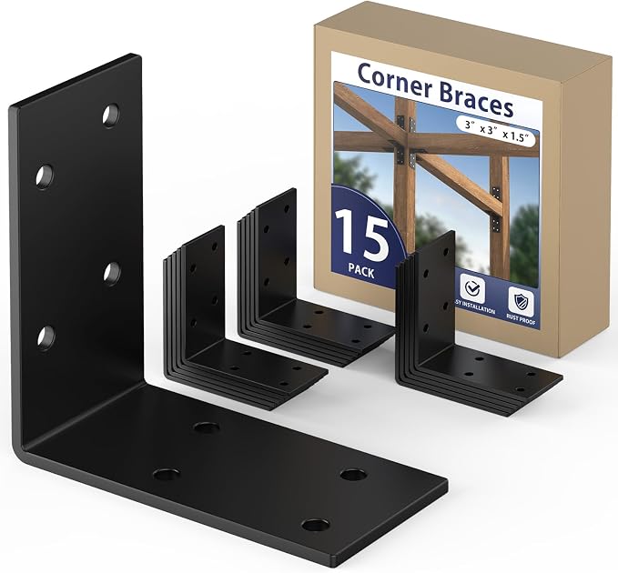 3 Inch Heavy Duty L Brackets for Wood, Galvanized Corner Braces, and posts; - Image 8