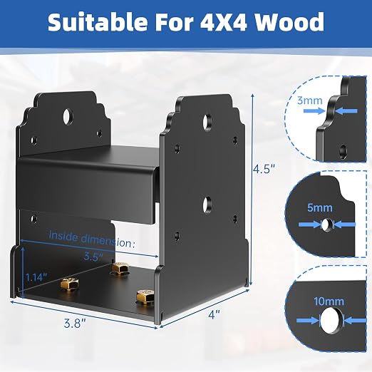 6x6 Post Base, Concealed Fastener Concrete Post Anchor, Elevated Post Base | - Image 6