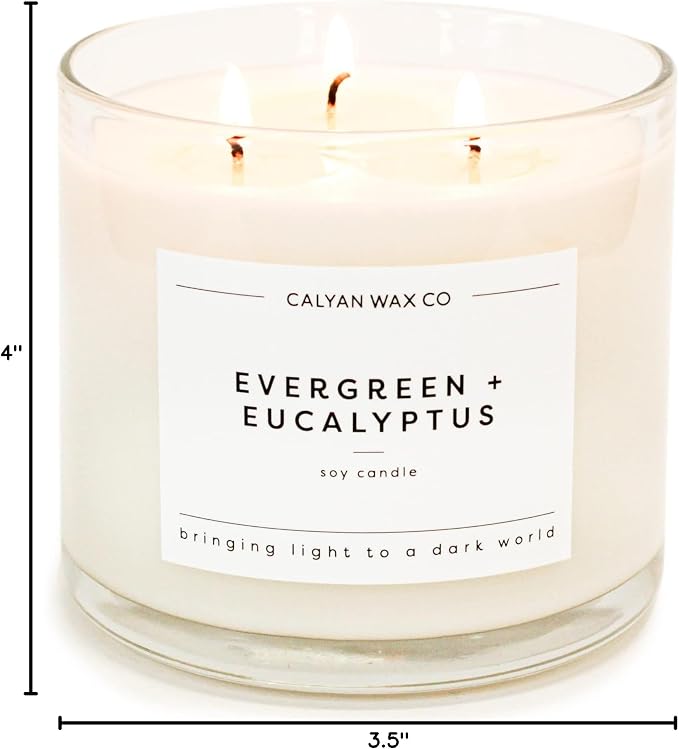 Evergreen & Eucalyptus 3 Wick Scented Candle - Image 10
