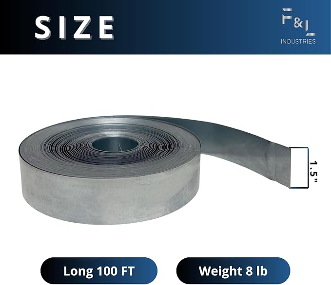 F&L 710-003 Heavy-Duty Metal Strap – 26 Gauge Galvanized Steel Strap, 1-1/2" x - Image 2