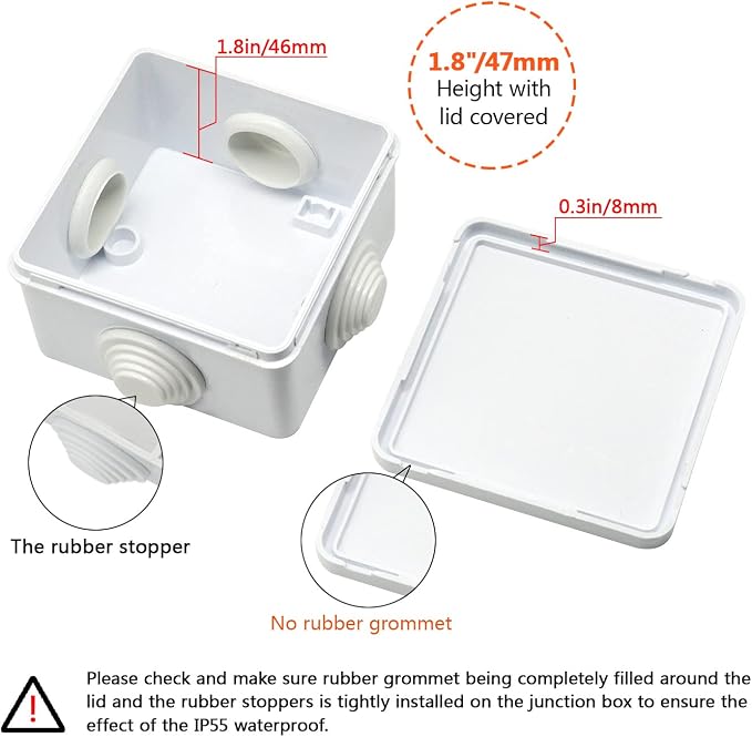 Junction Box, ABS Plastic IP55 Water Resistant and Dustproof, Universal - Image 4