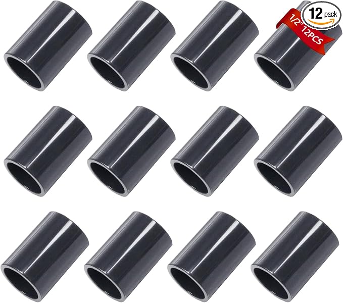 12PCS 1/2" Gray PVC Pipe Coupling Adapter Pipe Fittings Slip Socket PVC by tinoysian