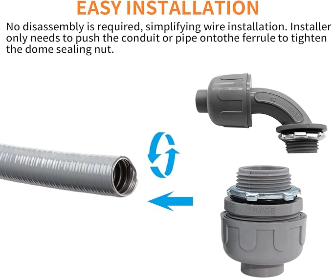 3/4" Liquid Tight Connector Non-Metallic Electrical Conduit Fittings, PVC - Image 7
