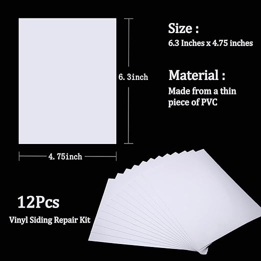 Vinyl Siding Repair Kit 12Pcs 6.3X4.75Inch Self-Adhesive Vinyl Siding Patch PVC - Image 3