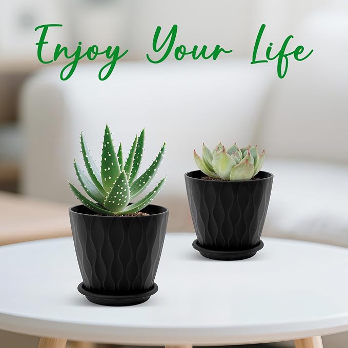 YNNICO 4 inch Plant Pots, 5 Pack Flower Pots Outdoor Indoor, Planters - Image 5