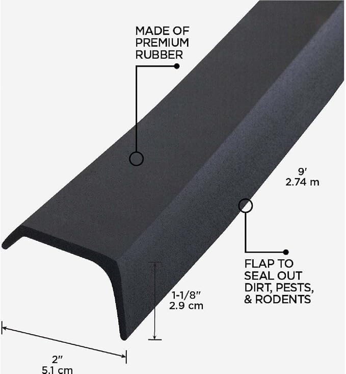 MD Building Garage Door Bottom Seal, 9ft x 2in x 1in | Premium Rubber - Image 5