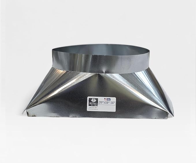 20"x19"-16" Square-to-Round Duct Transition Adapter by BowenMetals