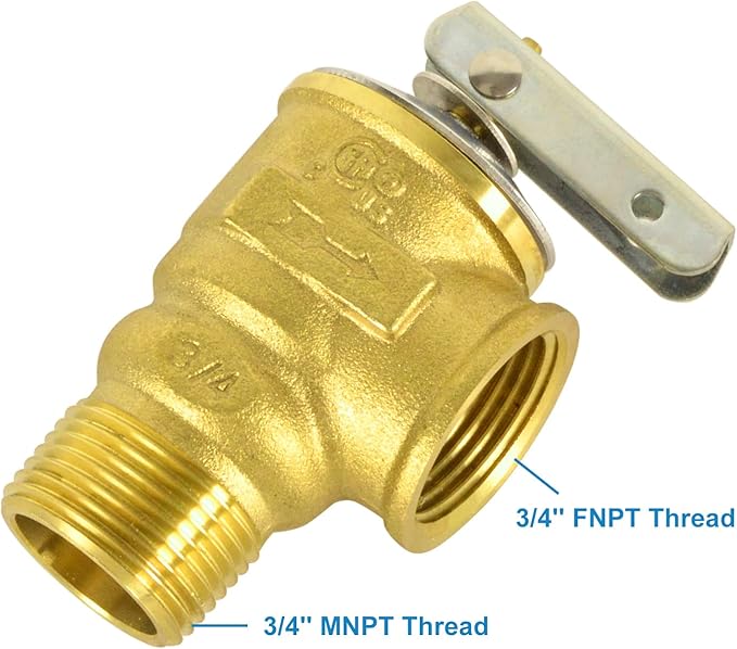 Safety Relief Valve With 3/4 Inch Thread 150 PSI ASME Hot Water - Image 6