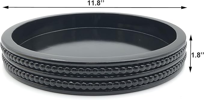 Carah & Cossh Round Wooden Tray, Round Modern Decorative Tray - Image 3