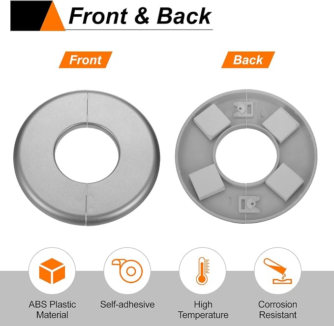 HARFINGTON 2pcs Wall Split Flange 33.5mm/1.3" Self-Adhesive Plumbing Cover - Image 5