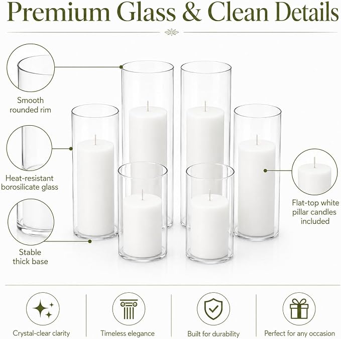 Set of 6 White Pillar Candles - Image 3