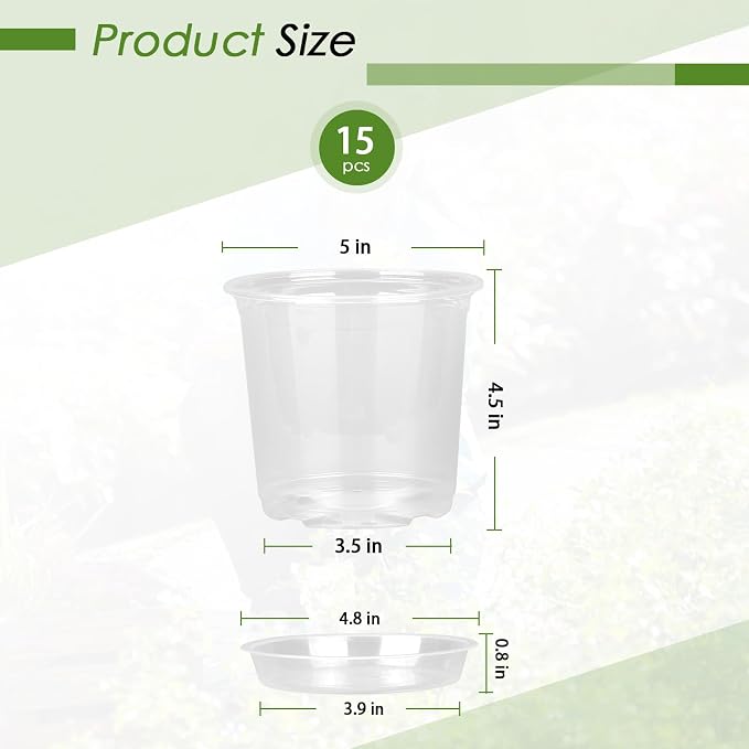 FUIJOL 5 Inch Clear Nursery Pots - Image 2
