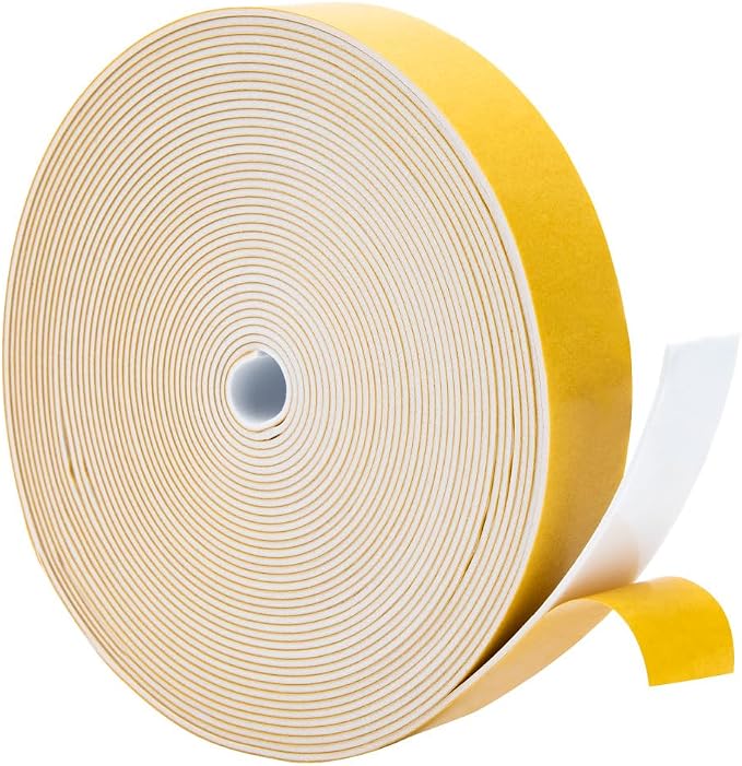 Yotache White Foam Strips Adhesive 1" x1/16, 33 Feet Long | Close Cell Foam by yotache