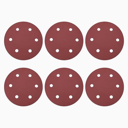 HARFINGTON 16 Pcs 9 Inch Sanding Discs 180 Grit Red Aluminum Oxide 6 Hole | by HARFINGTON