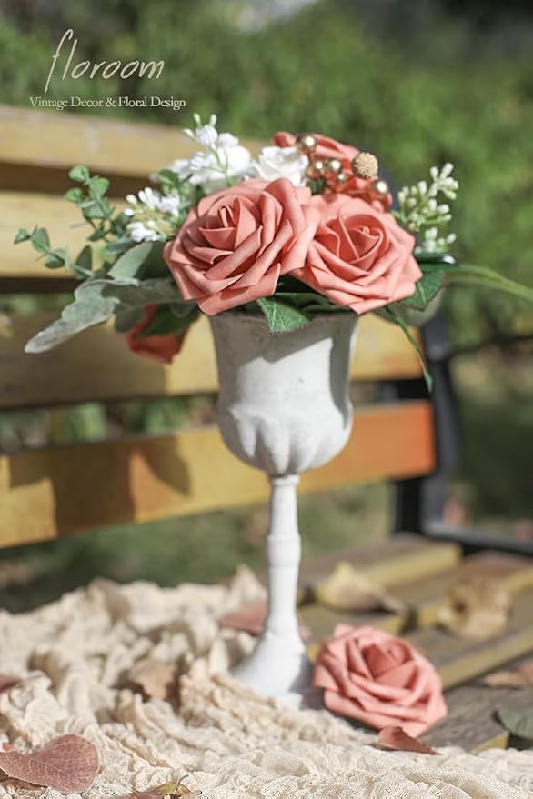 Artificial Flowers 25pcs Real Looking Dusty Pinky Cedar Foam Fake Roses - Image 3