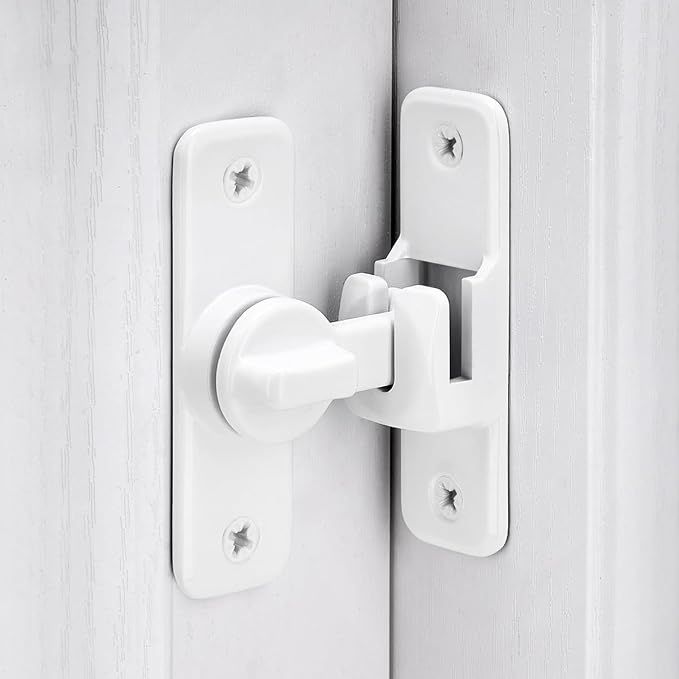 3 Pcs White 90/180 Degree Flip Latch, Zinc Alloy Barn Door Latch | Right Angle - Image 3