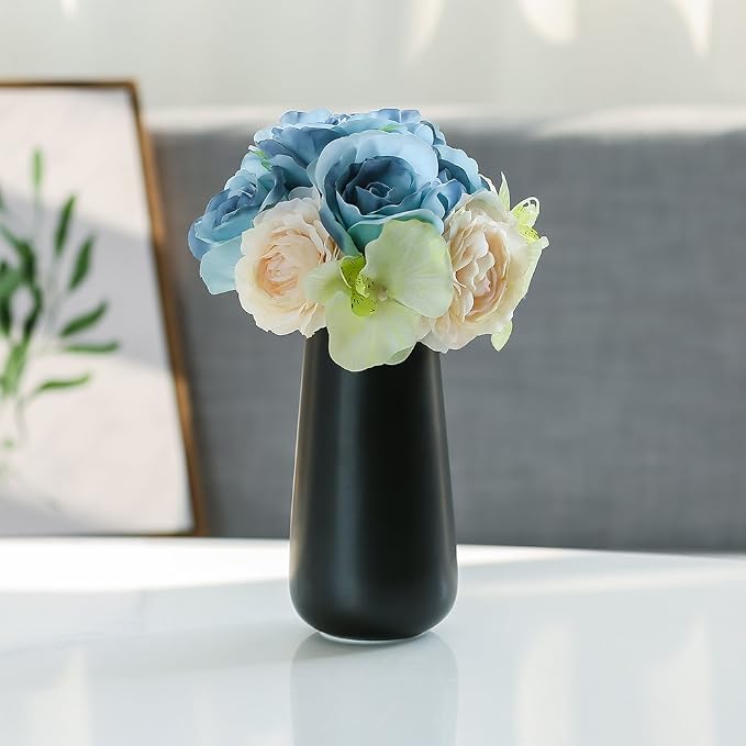 D'vine Dev 8 Inch Ceramic Flower Vase Matte Finishing, Minimalist Design - Image 6