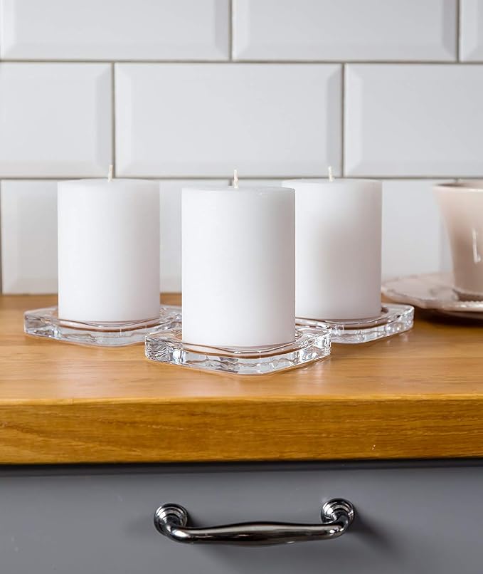 Melt Candle White Pillar Candles, 3 Pack, 3 x 4 Inch | Up to 55-hour burn - Image 4