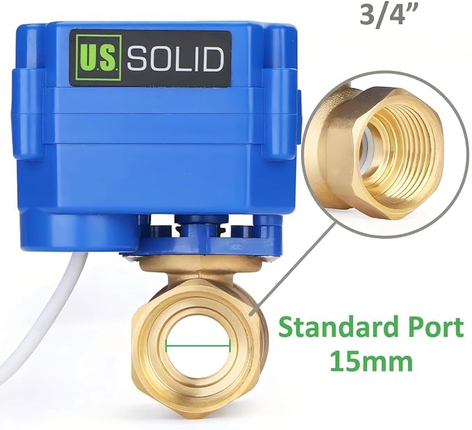 U.S. Solid 3/4 inch Motorized Ball Valve 9-24V DC Brass Electric Valve Normally - Image 5