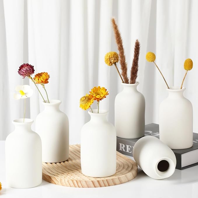 YANLING 6 Pcs White Vase Ceramic Vases - Image 3