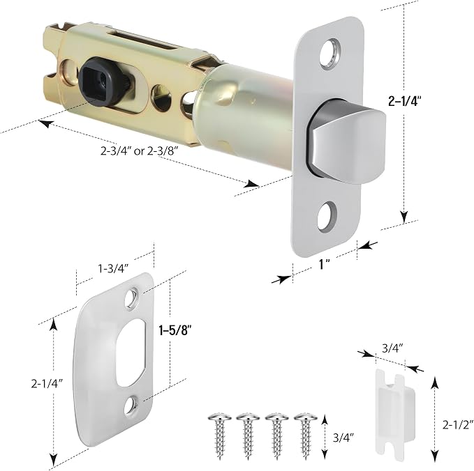 1 Pack Brushed Nickel Door Latch Replacement, 45°Turning Angle Door Lock - Image 7