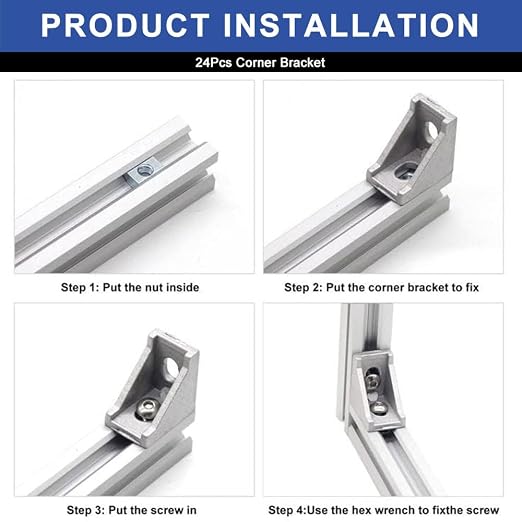 24pcs 2020 Aluminum Extrusion Corner Bracket Silver - Image 4