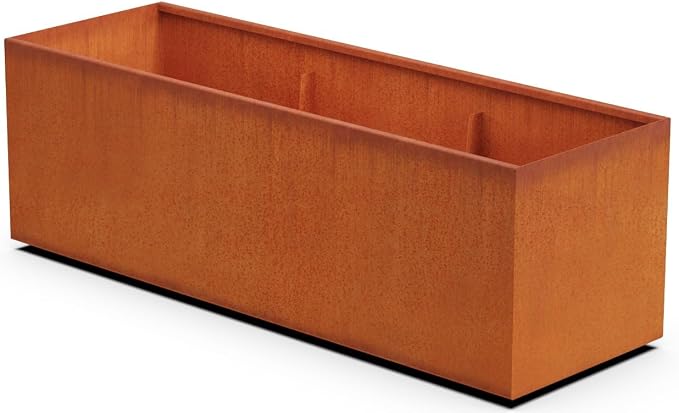 Large Rectangular Planters for Outdoor Plants – 72x24x24 Corten Steel Planter by Plantercraft