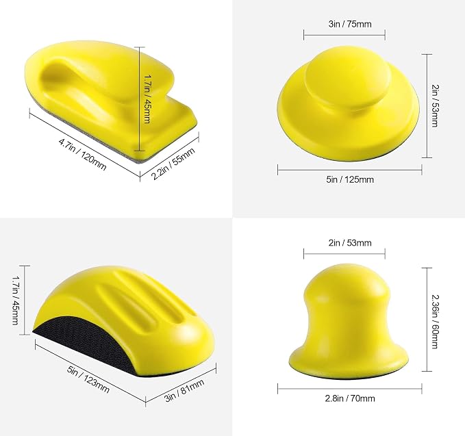 4PCS Hook and Loop Sanding Block Included 1 Cleaning Brush 5 Inch Round and - Image 3