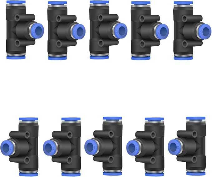 10 Pcs 3/8" x 1/4"x 3/8" Pneumatic T Shaped 3 Way Tube Reducer Connector by ROZESAZZ