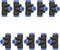 10 Pcs 3/8" x 1/4"x 3/8" Pneumatic T Shaped 3 Way Tube Reducer Connector by ROZESAZZ