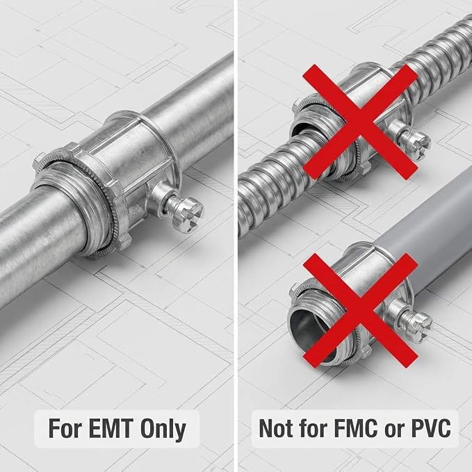 QWORK EMT Set Screw Connectors, 1/2" Zinc Die Cast, High Voltage & Easy - Image 4